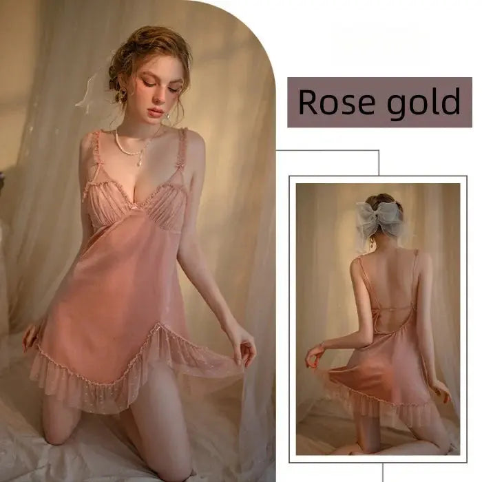 LaceMora Soft V-Neck Mini Robe Set