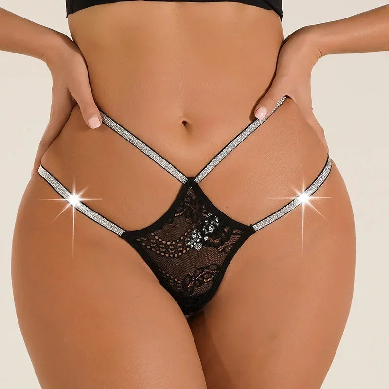 LaceMora Crystal Charm Thong