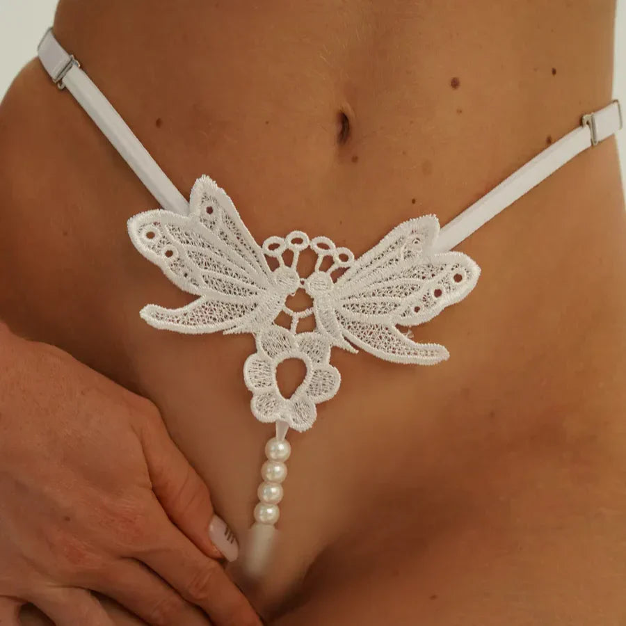 Lace Mora Sexy Double Pearl G Thong