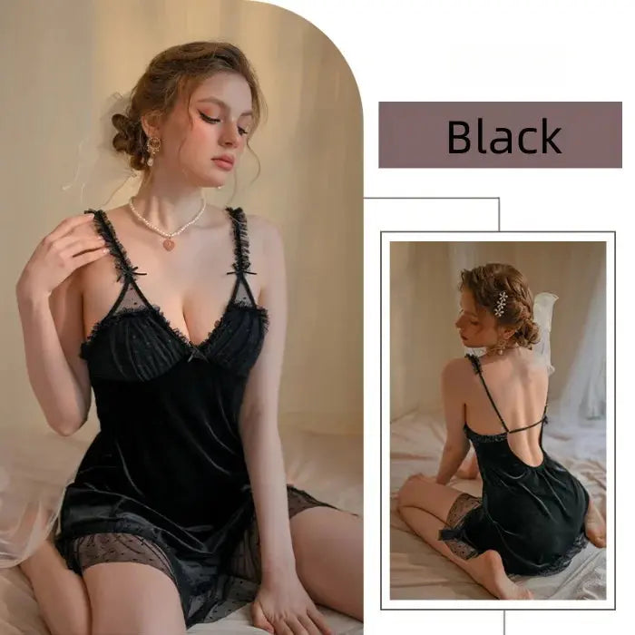 LaceMora Soft V-Neck Mini Robe Set