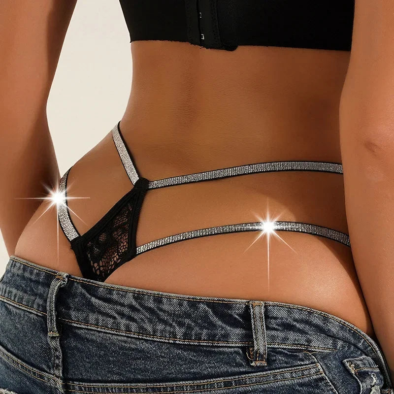 LaceMora Crystal Charm Thong