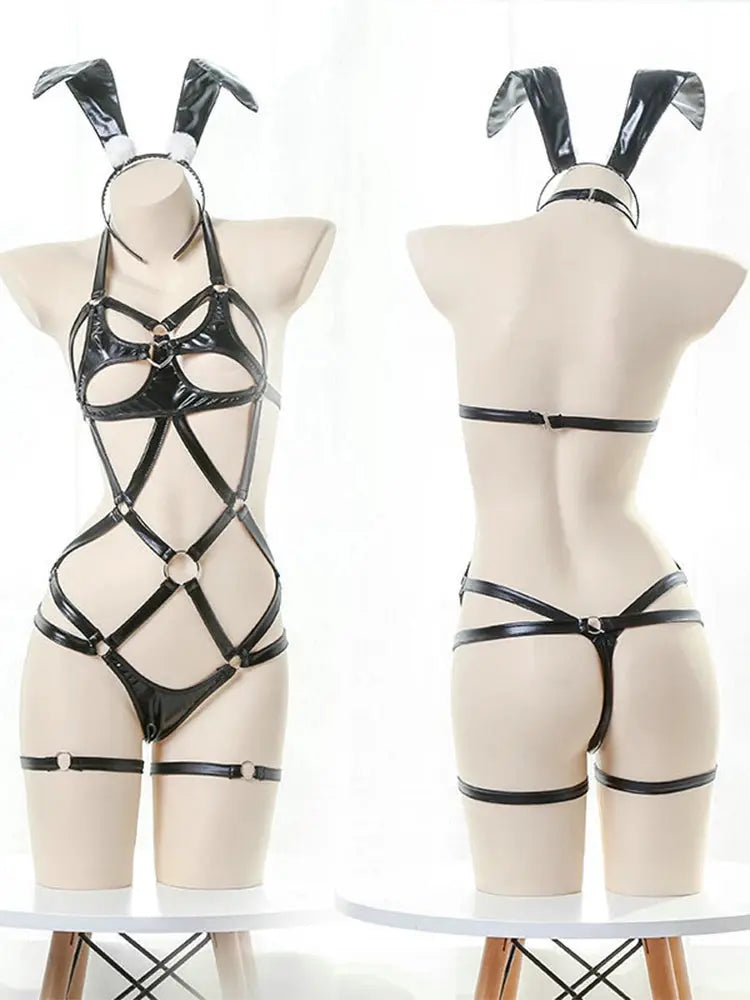 Lace Mora Bunny Crotchless Cosplay Maid Set